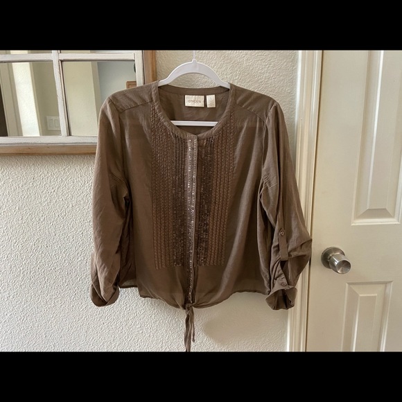 Chico’s Tie Front Top with Sequins Size 1 - Picture 5 of 6